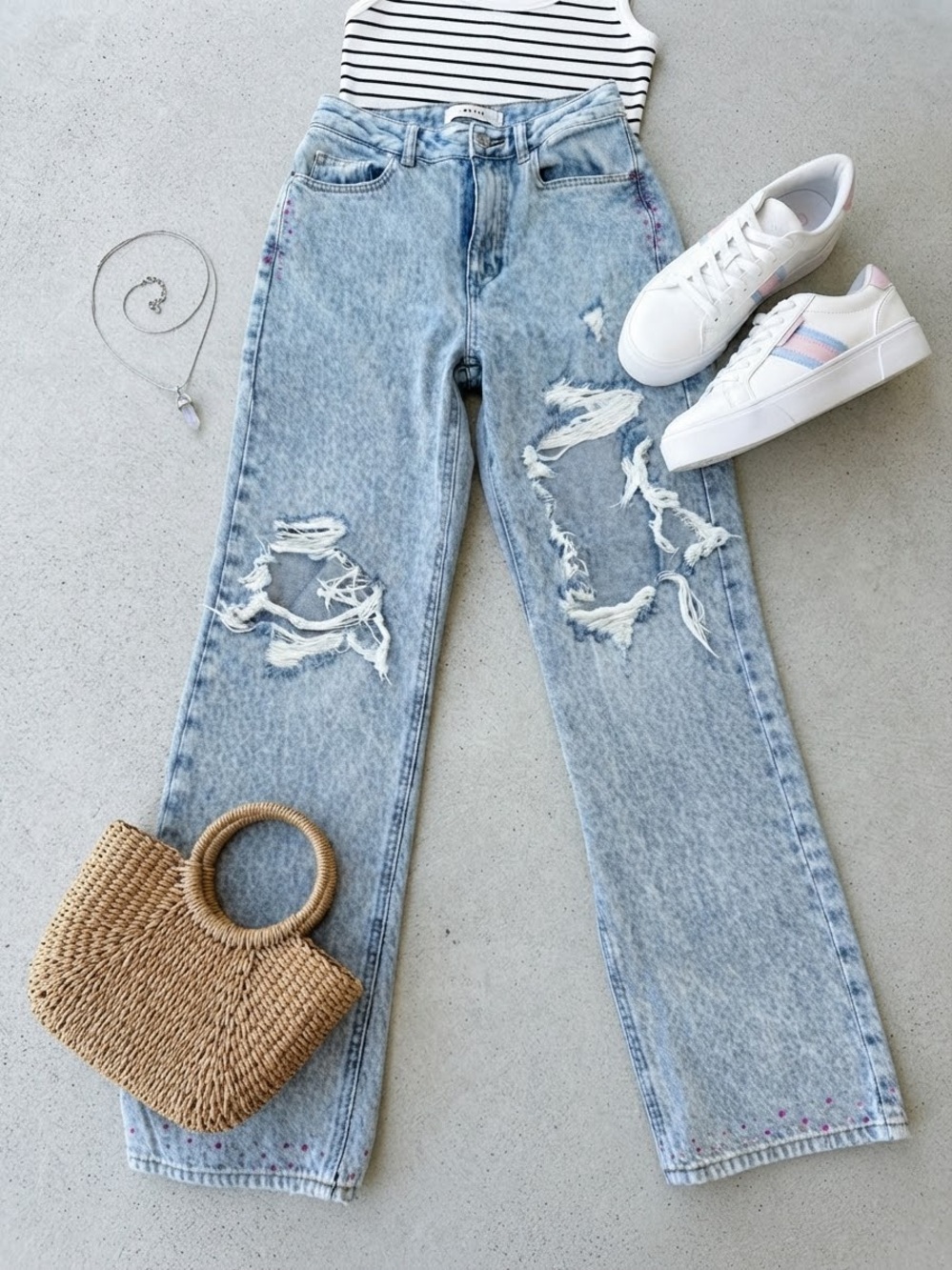 PacSun Light Blue Distressed Flare Jeans